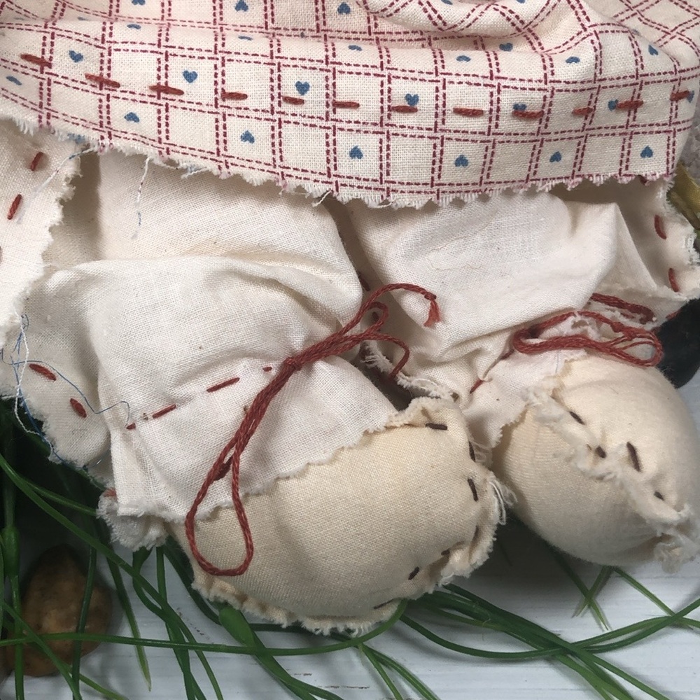 Bunny Rabbit Doll w/ Baby Farmhouse Handmade Distressed Rustic Rabbit Doll - Picture 8 of 12